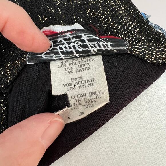 Vintage Style Trix Black Multicolor Sequin Mesh Sleeveless Top 8 Disco - Picture 8 of 8